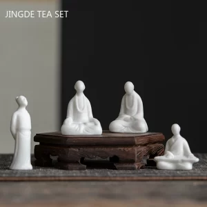 Ceramics Figure Statue Decoration White Porcelain Tea Pet Decor Ornament Handmade Tea Table Accessories Boutique Teaware