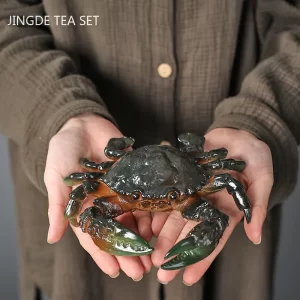Creative Resin Tea Pet Decoration Flushing Color Changing Crab Ornaments Chinese Tea Art Accessories Home Flower Pot Decoration